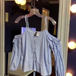 Blue and white striped H&M top